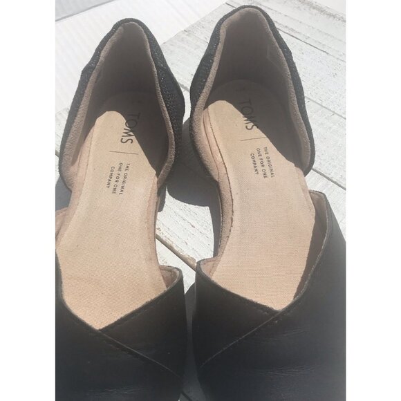 TOMS Jutti d'Orsay Black Flat, Slip On Women's Shoes Sz 7 EU 37.5 EUC Glitter - Picture 5 of 16